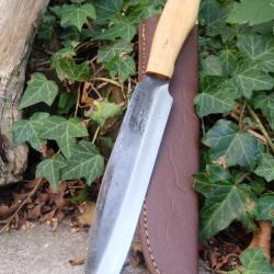 Couteau de Gaucho Argentin Bowie Lame Acier Carbone 1075 Etui Cuir Manche Bois Fabric Artisanale 02