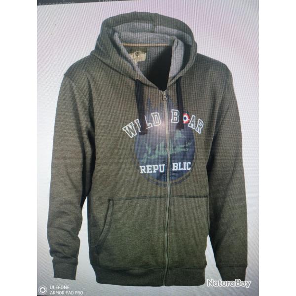 Percussion sweatshirt zipp� a capuche wild boar republic