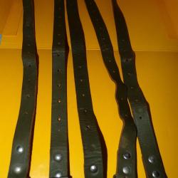 LOT DE 5 SANGLES EN CUIR DE COULEUR KAKI POUR REPARATION MUSETTE , SAC ETC ....  ,  ETAT VOIR PHOTO