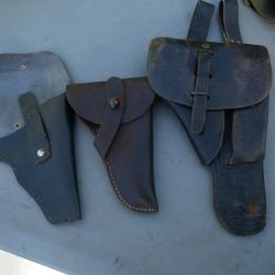 Lot de 3 &eacute;tuis cuir &agrave; restaurer