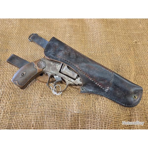 Revolver de type Smith & Wesson calibre 38 S&W �poque fn XIXe avec etuit