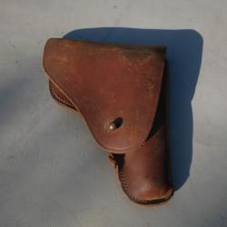 Etui cuir pour pistolet en 7.65mm, sangle de fermeture &agrave; remplacer
