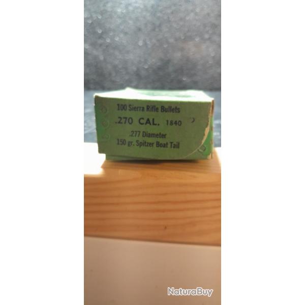 Ogives rechargement calibre 270 Spitzer 150gr