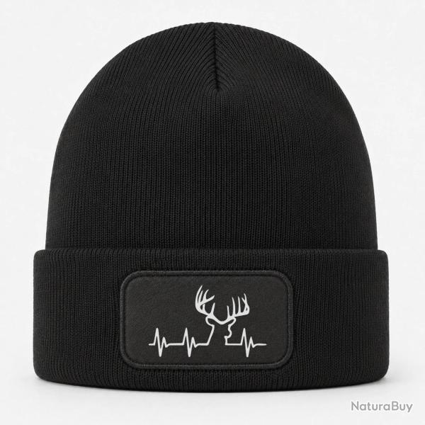 Bonnet Chasse - Battement de coeur - CERF - Noir