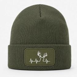 Bonnet Chasse - Battement de coeur - CERF - Kaki / Blanc