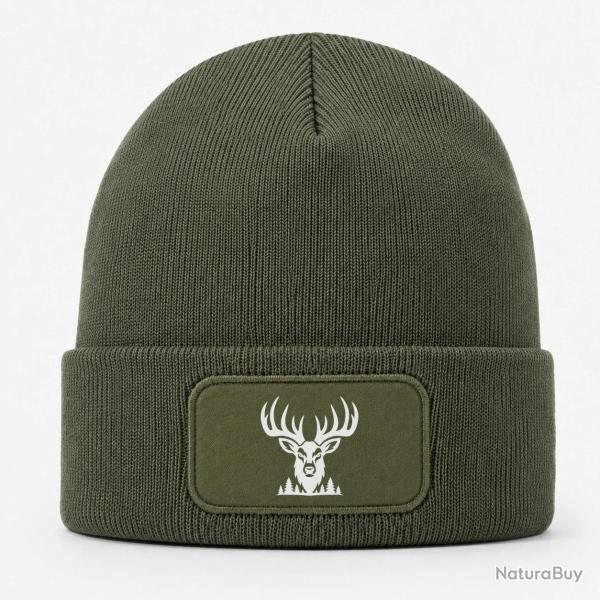 Bonnet Chasse - Cerf majestueux - Lisi�re des bois - Kaki / Blanc