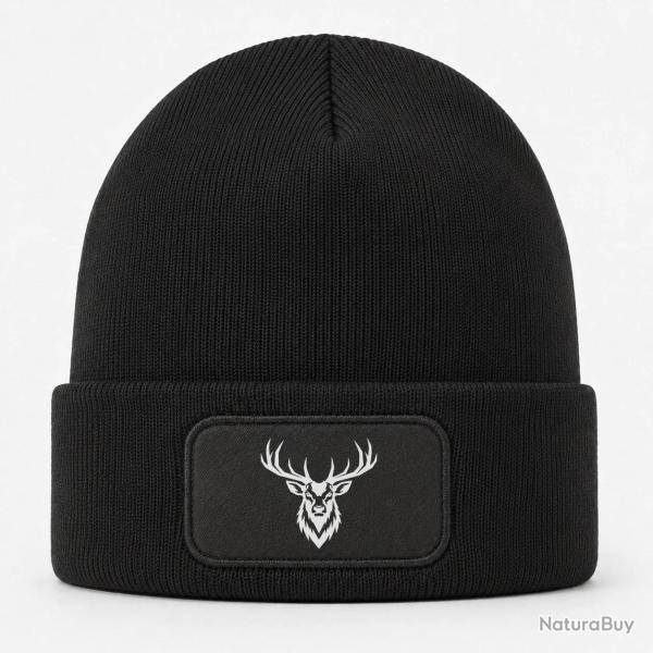 Bonnet Chasse - Cerf royal - Portrait - Noir