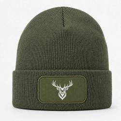 Bonnet Chasse - Cerf royal - Portrait - Kaki / Blanc