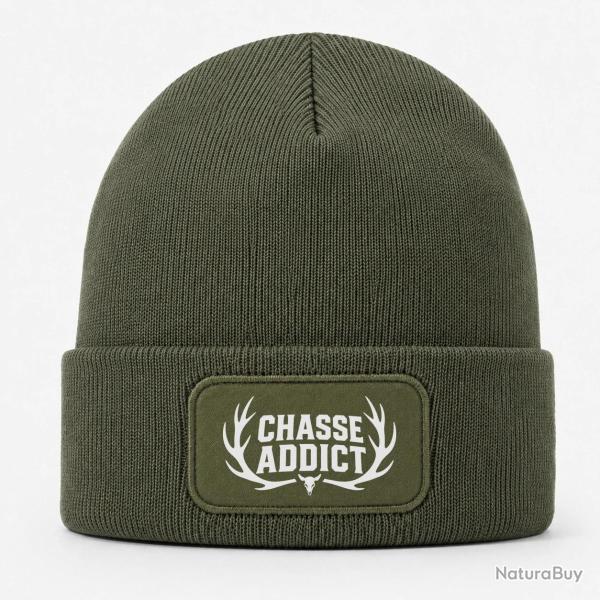 Bonnet Chasse - Chasse addict - Panache orange - Kaki / Blanc