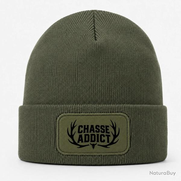 Bonnet Chasse - Chasse addict - Panache orange - Kaki / Noir