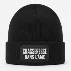 Bonnet Chasse - Chasseresse dans l'&acirc;me - Typographie - Noir