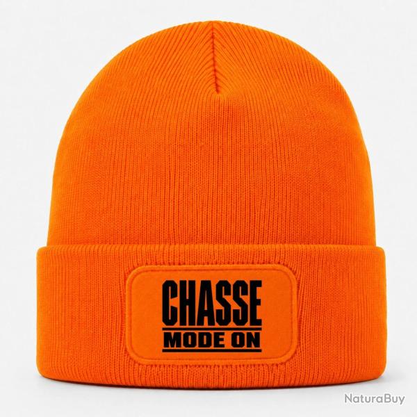Bonnet Chasse - Chasse mode ON - Typographie - Orange