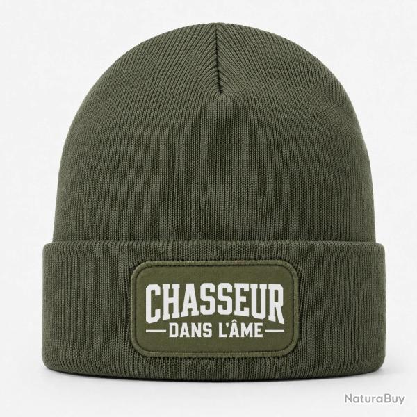Bonnet Chasse - Chasseur dans l'�me - Typographie - Kaki / Blanc