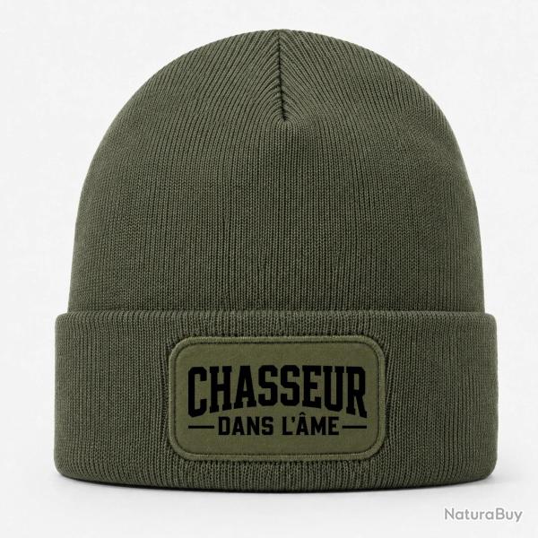 Bonnet Chasse - Chasseur dans l'�me - Typographie - Kaki / Noir