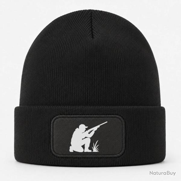 Bonnet Chasse - Chasseur � l'aff�t - Silhouette - Noir