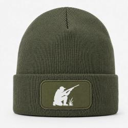 Bonnet Chasse - Chasseur &agrave; l'aff&ucirc;t - Silhouette - Kaki / Blanc