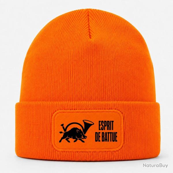 Bonnet Chasse - Esprit de battue - Sanglier au cor - Orange