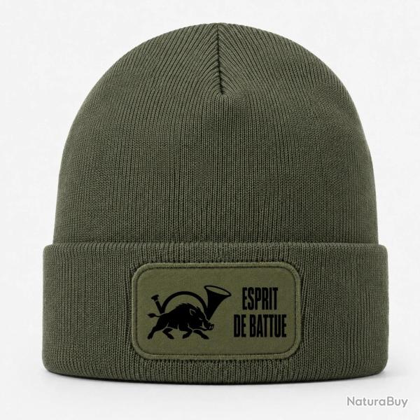 Bonnet Chasse - Esprit de battue - Sanglier au cor - Kaki / Noir