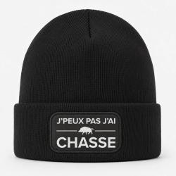 Bonnet Chasse - Je peux pas j'ai chasse ! - Noir