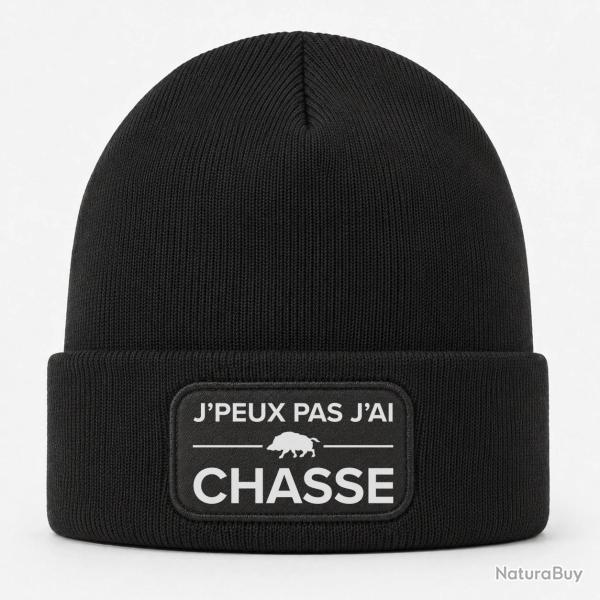 Bonnet Chasse - Je peux pas j'ai chasse ! - Noir