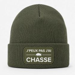 Bonnet Chasse - Je peux pas j'ai chasse ! - Kaki / Blanc