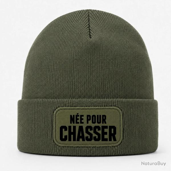 Bonnet Chasse - N�e pour chasser - Typographie - Kaki / Noir