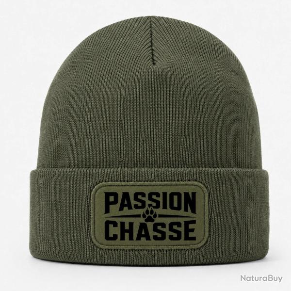 Bonnet Chasse - Passion chasse - Empreinte orange - Kaki / Noir