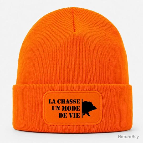 Bonnet Chasse - Un mode de vie - Sanglier - Orange