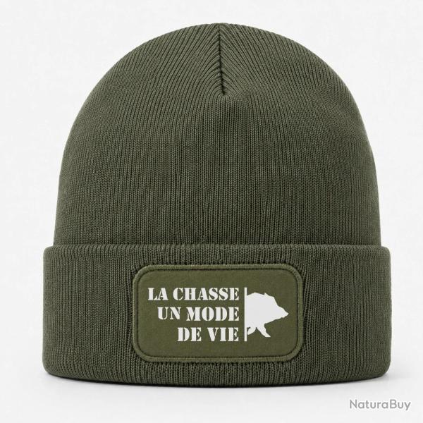 Bonnet Chasse - Un mode de vie - Sanglier - Kaki / Blanc