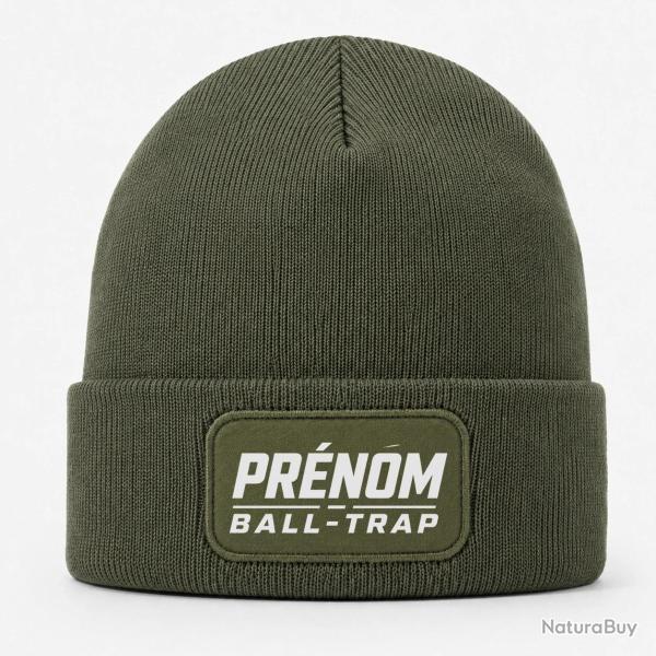 Bonnet Ball Trap - Pr�nom personnalis� - Passion tir - Kaki / Blanc