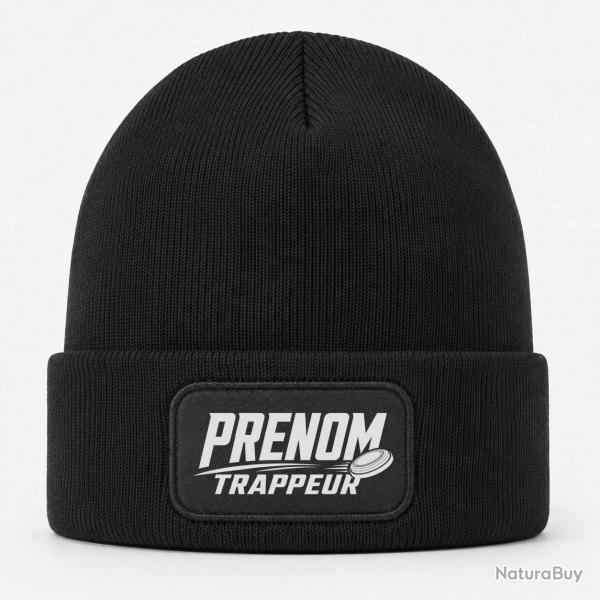 Bonnet Ball Trap - Pr�nom personnalis� - Trappeur - Noir