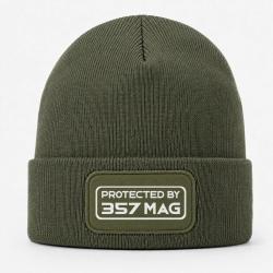 Bonnet Arme - Protected By 357 Magnum - Kaki / Blanc