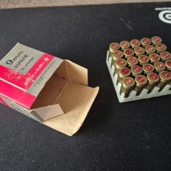 25 munitions de 9 mm Luger neutralis&eacute; de marque sellier &bellot avec boite d'origine ann&eacute;e 1970