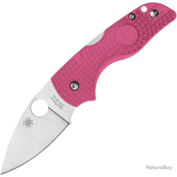 Couteau Spyderco Lil Native Lame Acier CTS-BD1N Manche FRN Rose Lockback USA SC230PPN