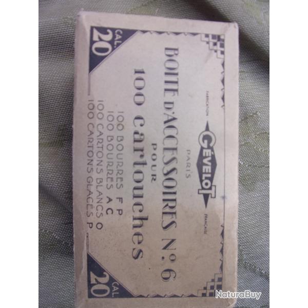 anciennes bourres et cartons G�velot pour calibre 20