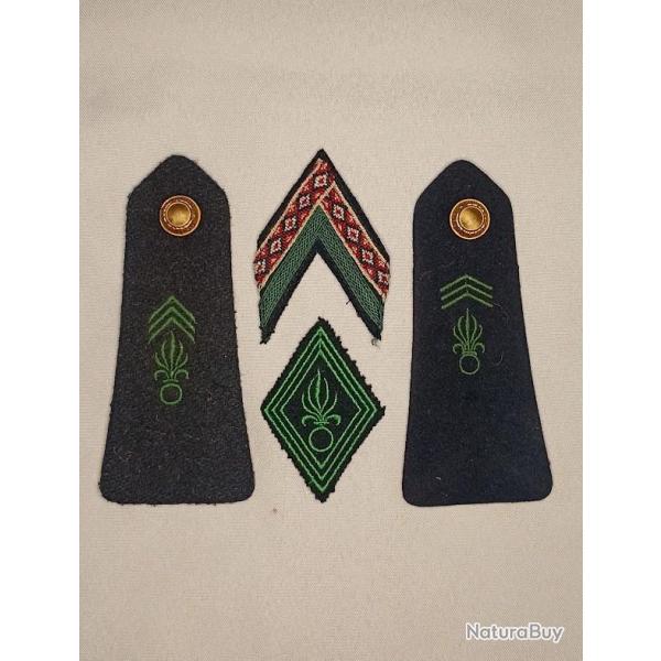 Epaulettes d'uniforme losange de bras et grade L�gion �trang�re Indo Alg�rie
