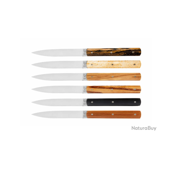 Coffret 6 Couteaux de Table 9.47 Panach� Bois Pr�cieux - Atelier Perceval
