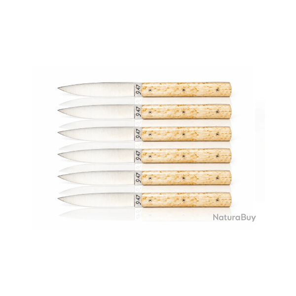 Coffret de 6 couteaux de table 9.47 en �rable Mouchet� - Atelier Perceval