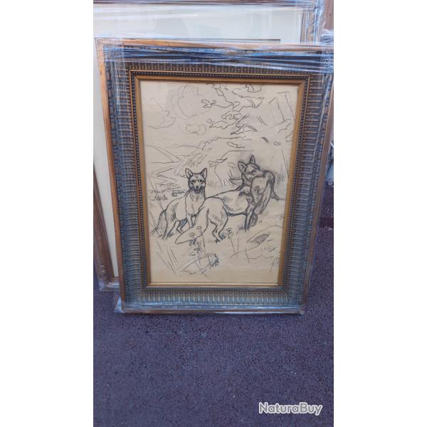 Dessins georges frederic rotig renards en foret
