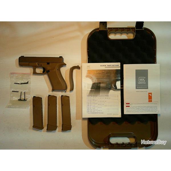 PISTOLET GLOCK 19X "ARM�E BRESILIENNE" CAL.9X19 AVEC ORGANES de vis�e am�lior�es en ACIER