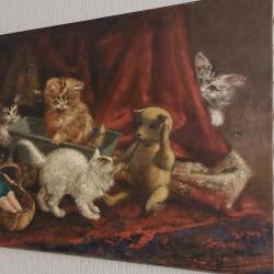 Henriette ronner huile chats  tableau anciens