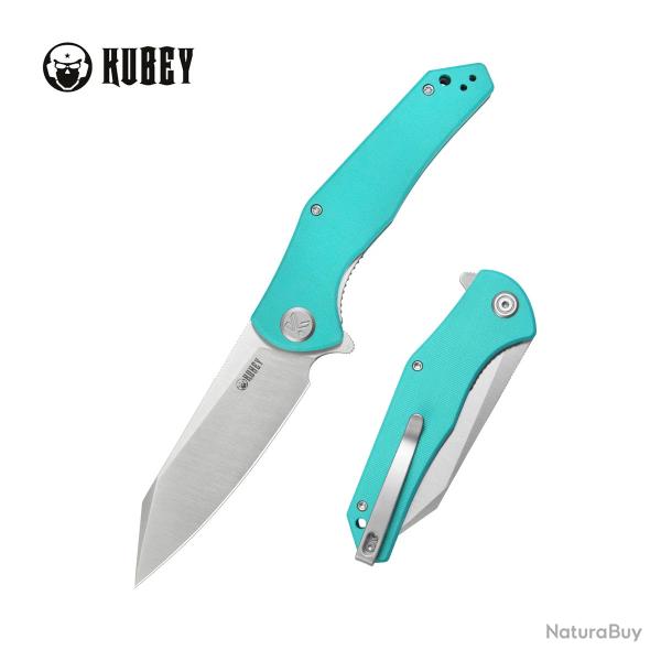 Couteau Kubey Flash Lame Acier 14C28N Manche G10 Bleu Tiffany Linerlock KUB158T
