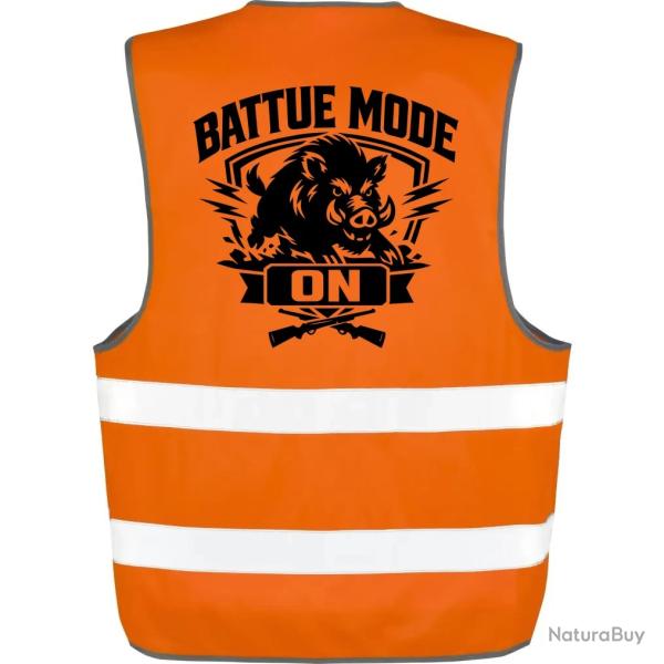 Gilet Chasse - Battue mode ON - Sanglier troph�e - Orange