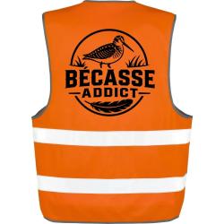 Gilet Chasse - B&eacute;casse addict - Badge nature - Orange
