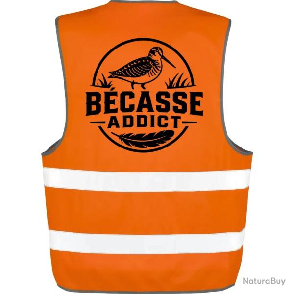 Gilet Chasse - B�casse addict - Badge nature - Orange