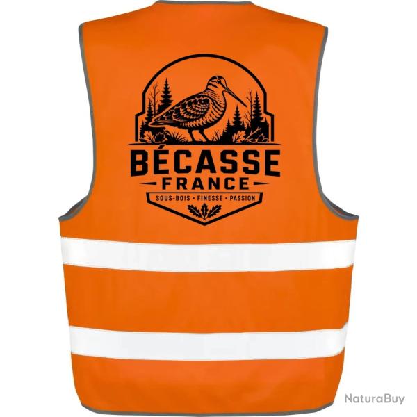 Gilet Chasse - B�casse France - Badge forestier - Orange