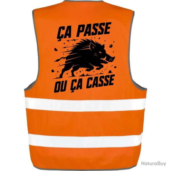 Gilet Chasse - �a passe ou �a casse - Sanglier - Orange