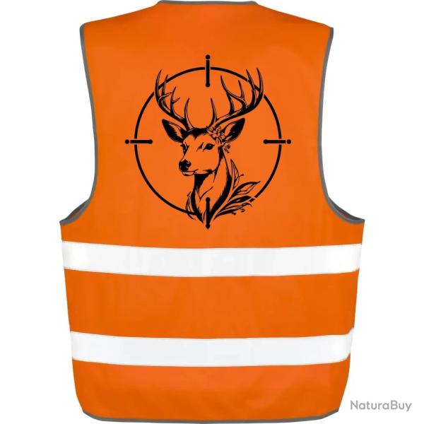 Gilet Chasse - Cerf floral - Dans la mire - Orange