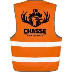 Gilet Chasse - Chasse fran&ccedil;aise - Cerf tricolore - Orange
