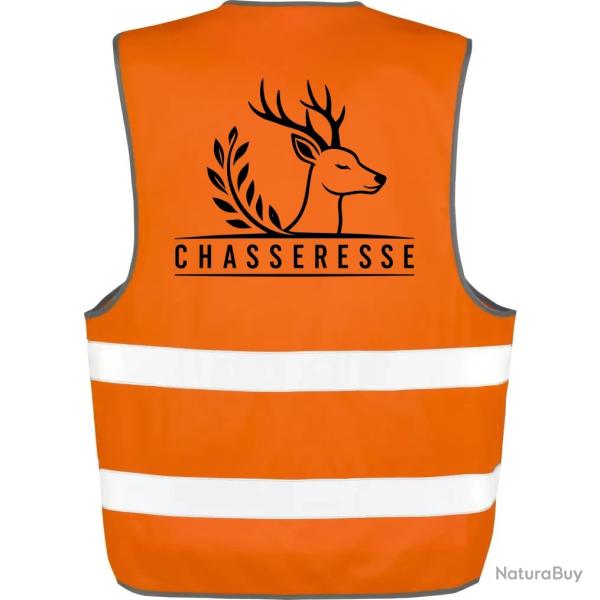 Gilet Chasse - Chasseresse - Cerf et laurier - Orange
